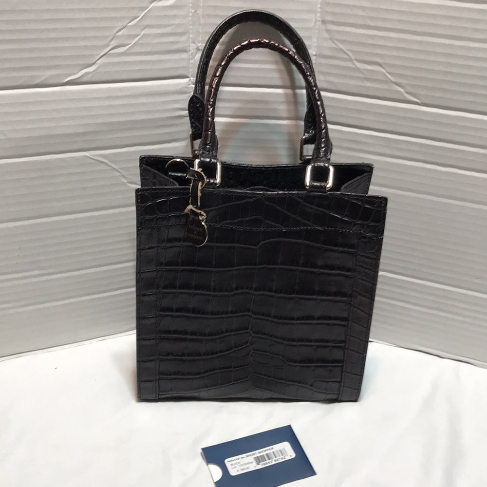 Dooney Bourke Made in Italy croc embossed black short shopper. EUC - Picture 4 of 11